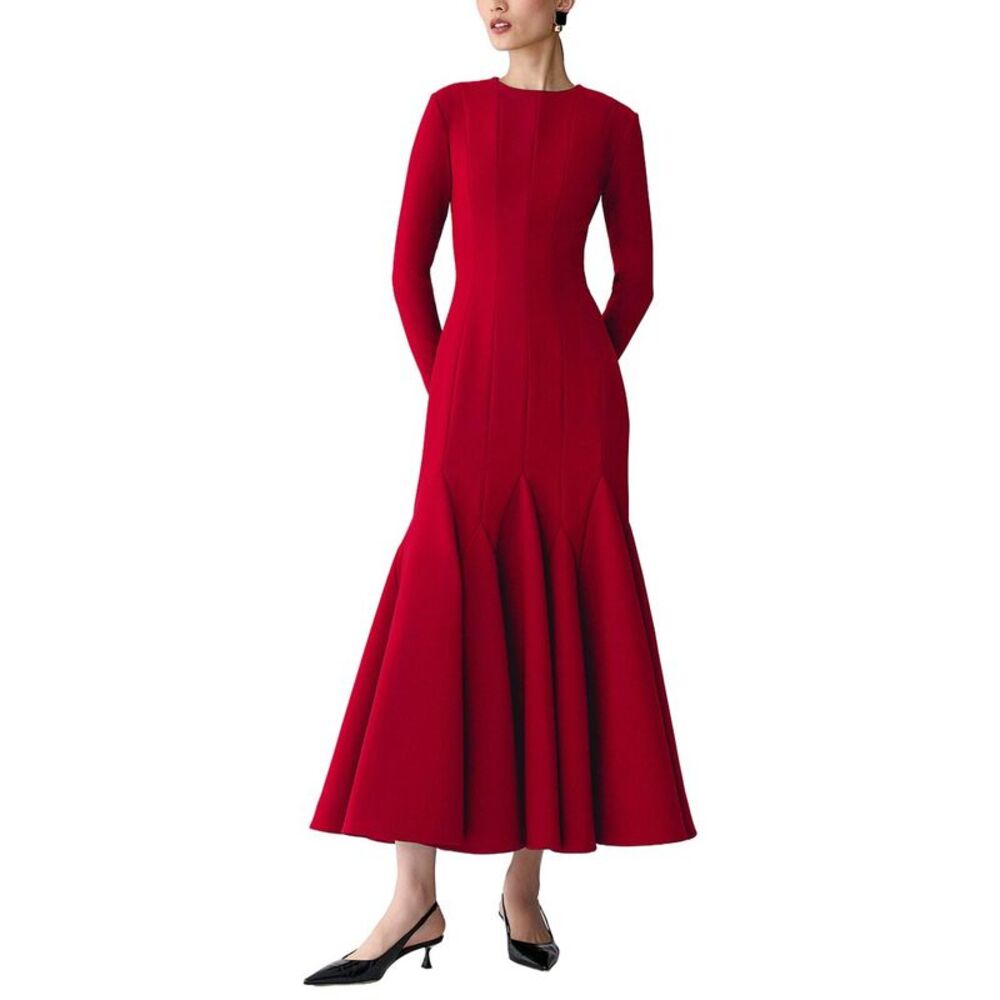 Carolina Herrera Womens Crewneck Midi Dress